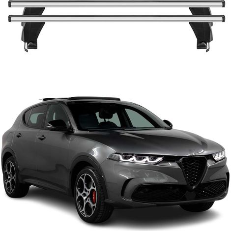 OMAC Dachträger Querträger Alu für Alfa Romeo Tonale 2022-2026 – Abschließbar – T-Nut – City-Crash-getestet – Max. 50 kg Silber (1/5)