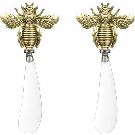 Lot de 2 Couteaux à Beurre Tartineurs Abeille en Zinc Doré pour la Table - 4 x 13 x 1 cm - PANGIVO (1/4)