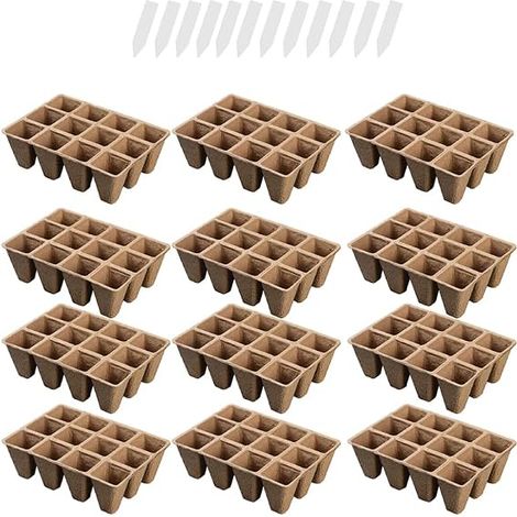 Set of Biodegradable Nursery Pots Pulp Paper for Garden and Indoor Plants Starter Tray for Seedling and Transplanting without Extracting (1/5)