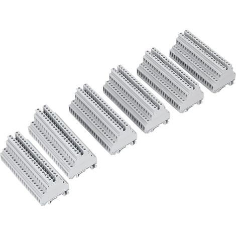 Bornier de rail, 100Pcs 500V 32A Borne de montage sur rail DIN Bornes de câblage de rail en cuivre à double rangée UKK-5 (1/5)