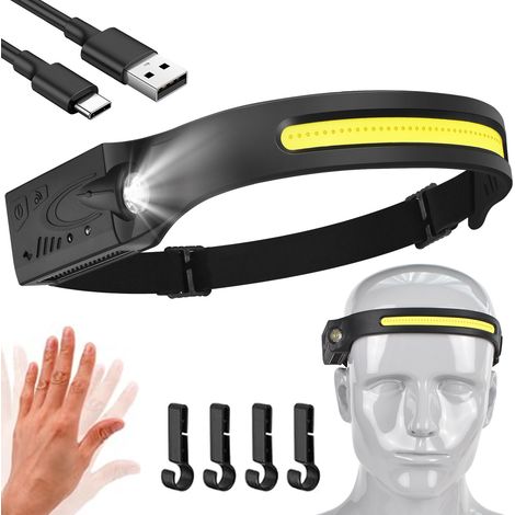 Lampe Frontale Rechargeable USB LED Ultra Puissante avec 5 Mode d’Éclairage Détecteur de Mouvement Torche Léger Étanche Pour Bricolage Pêche (1/3)