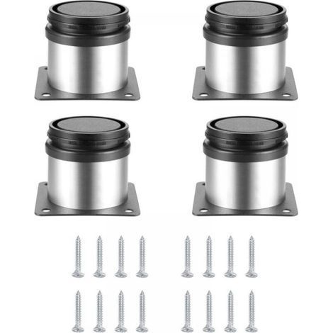4 Pièces Pieds de Meubles Réglables, Pied de Table Reglable Hauteur Métal, Pieds Meuble Cuisine, Pieds de Meubles Armoires éTagèRes Table Acier Inoxydable, avec Vis (50X50MM, Argent) (1/5)