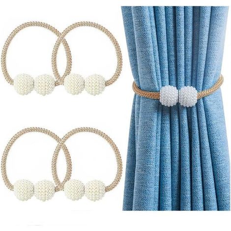 4er-Set magnetische Gardinenhalter mit Magnetkugel – Dekorative Gardinenhalter für Wohn- und Fensterdekoration