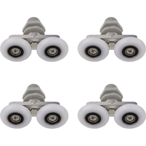 Lot de 4 rouleaux pour cabine de douche en ABS/aluminium 23mm, roulettes blanches et grises pour porte coulissante