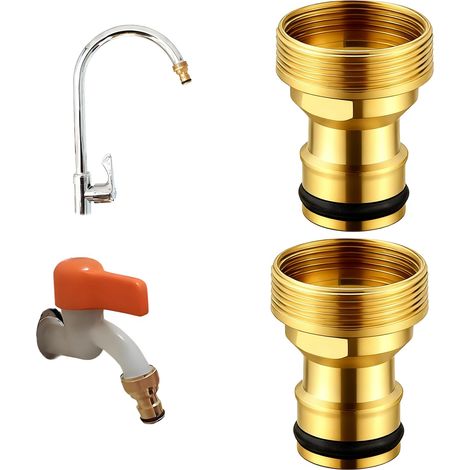 2 Pièces Adaptateur Robinet Tuyau Arrosage, Compatible avec filet fin 22mm & 24mm – Robinet Cuisine & Lavabo, Raccord Rapide pour Tuyau Arrosage, Irrigation, Lave-linge & Nettoyage, Sans Outils (1/5)