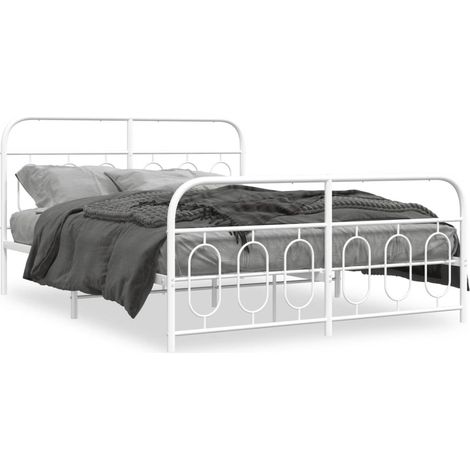 Maison Exclusive - Cadre de lit métal sans matelas et pied de lit blanc 150x200 cm (1/5)