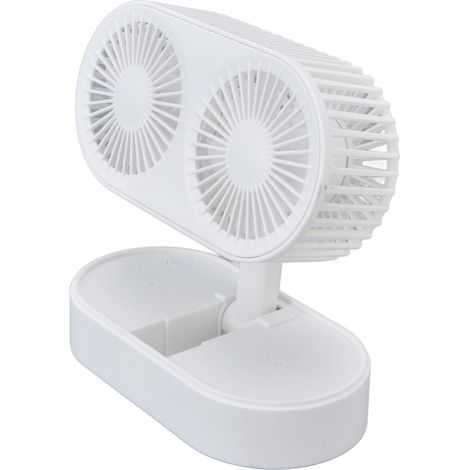 Ventilateur de bureau double, deux moteurs, angle d'inclinaison réglable à 135°, trois niveaux de luminosité, fonctionnement silencieux, idéal pour le bureau (blanc) (1/5)