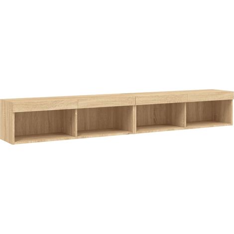 Mueble TV multimedia Estantería TV Aparador TV Comedor Salón Dormitorio con luces LED 2 piezas Roble Sonoma 100 x 30 x 30 cm marrón 020028871 (1/5)