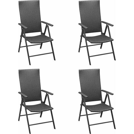 Chaises de jardin-Chaise de terrasse-Chaise d'extérieur lot de 4 Résine tressée Noir 807437 (1/5)