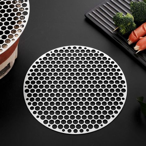 Tapis de barbecue rond en acier inoxydable, 22 cm, grille de barbecue à vapeur, convient pour barbecue au charbon de bois, cuisson au four et séchage