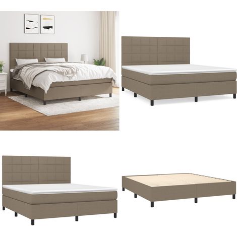 Sommier à lattes de lit avec matelas Taupe 180x200 cm Tissu - Lit Tapissier - Lit Double - Matelas Ressorts Ensachés - Literie - Chambre À Coucher - Home & Living (1/5)