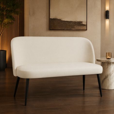 Sofá de 2 plazas de tejido beige, 127 x 63 x 84,5 cm, con patas regulables HAVRYA (1/5)