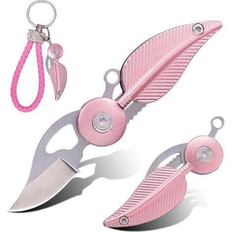 Mini Klappmesser mit Schlüsselanhänger, Aluminiumlegierung, Rosa