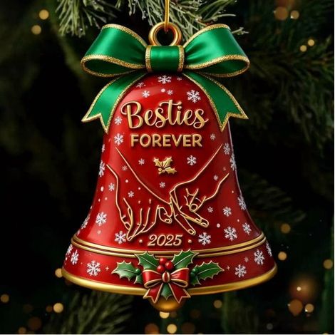 Cloche De Noël - Décoration Arbre De Noël Avec Inscription 2025 - Souvenir Amitié - Lot De 1 (1/5)