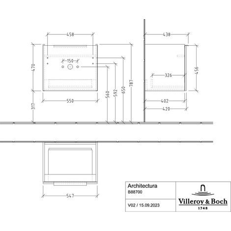 Villeroy & Boch Architectura - Waschtischunterschrank, 55x47x44 cm, 1 Schublade, weiß B88700VS