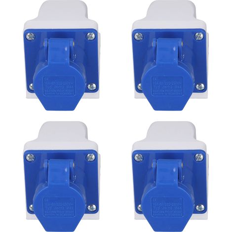 Lot de 4 Prises Industrielles 3 Broches Connecteur Étanche IP44 Montage en Saillie 220-250V 16A (1/5)