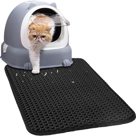Cat Litter Mat, 30 x 45 cm Cat Litter Tray Mat, EVA Waterproof Double-Layer Honeycomb Design, Cat Toilet Mat, Suitable for Small Pets (1/5)