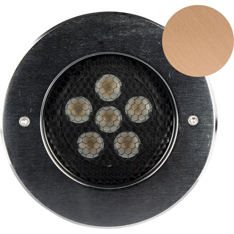 Encastré de sol extérieur ZEPH 3 24V rond bronze bleu 6x2W - EUROPOLE - 55374BR