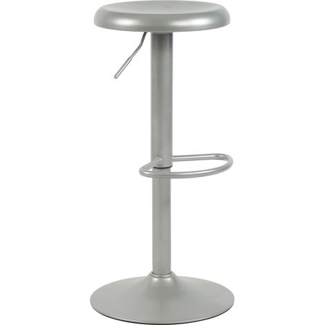 Taburete de bar x1 altura regulable con reposapiés diseño moderno en metal plateado 100005778