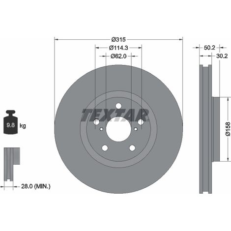 Lot de 2 Disques de frein Textar 92185603 LEXUS 4351250190 4351250191 4351250210