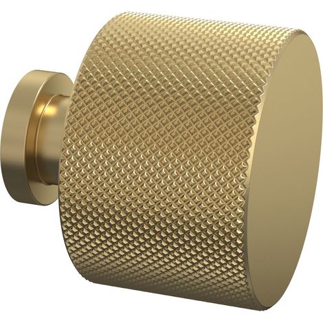 Knurled Indented Round Knob, 30mm - Brushed Brass