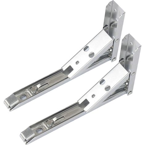 Dreieckige, faltbare Regalhalterung aus Edelstahl mit Federmechanismus zur Wandmontage (1/3)