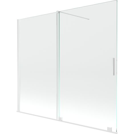 Mexen Velar écran de baignoire à 2 ailes coulissante 180 x 150 cm, transparent, Blanc - 896-180-000-01-20