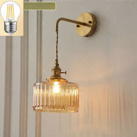 Applique murale moderne E27 220V avec chaîne de 100CM lumière chaude adaptée à l'entrée du bar de chevet (avec ampoule) (1/4)