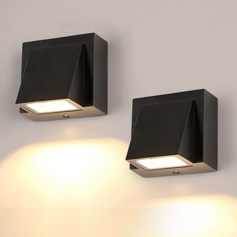 Ensemble de deux appliques murales extérieures, applique LED étanche IP65, 5 W lumière chaude 3000 K, applique carrée en aluminium, convient aux jardins, porches, garages, terrasses, chambres et salon (1/5)
