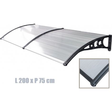 Pensilina Tettoia Modulabile in Policarbonato Alveolare Trasparente L 200 X 75 CM ITALFROM (1/2)