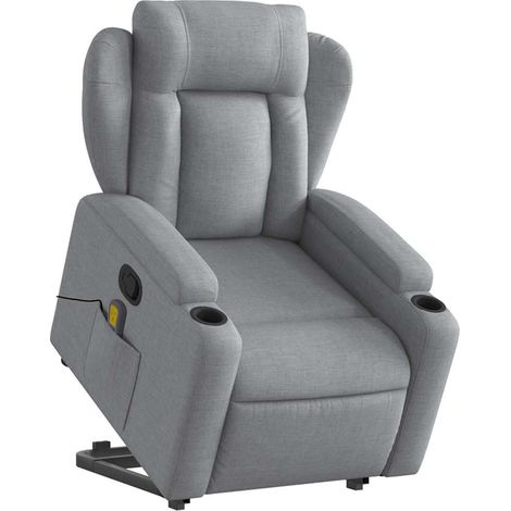 Sillón de masaje reclinable de pie de tela gris claro vidaXL (1/8)