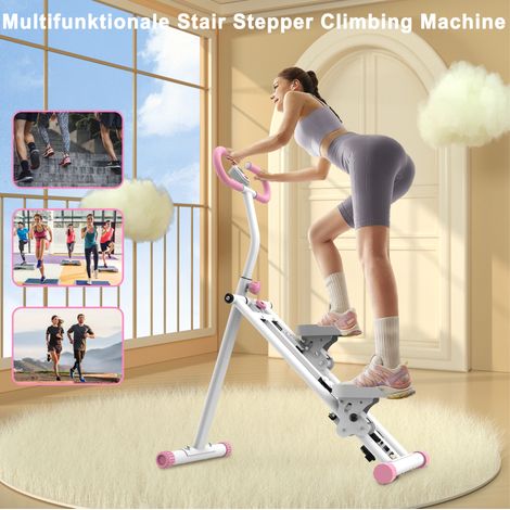 Stepper de entrenamiento ajustable con 3 niveles de resistencia, pantalla, plegable, rosa DESVIAE (1/5)
