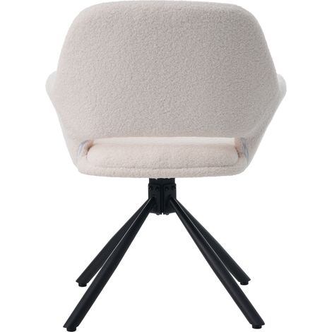 Ensemble salle à manger avec table extensible et 6 chaises en tissu Sherpa blanc avec pieds métalliques (1/5)