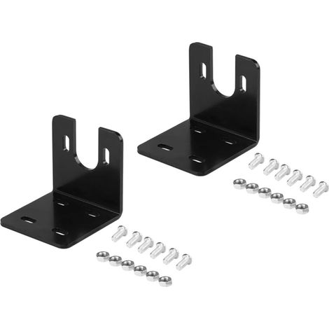 2 Ensembles Support de Mini-moteur en U 775 Noir, Lot de Sets Montage Horizontal, Fixation Stable et Anti-rouille, Écrous et Vis pour Installation Simple (1/5)