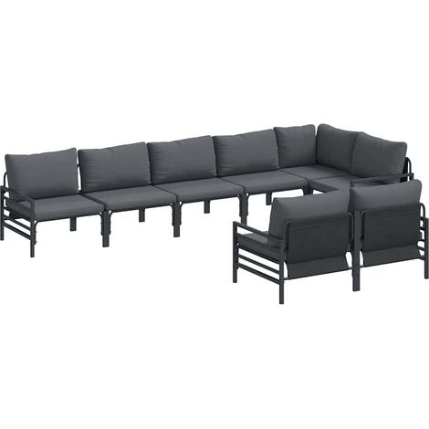 Maison Exclusive - Conjunto de sofás de jardín 8 uds. Negro Acero (1/5)