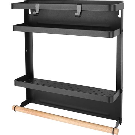 Étagère pliante magnétique multifonction pour réfrigérateur, rangement suspendu noir (1/5)