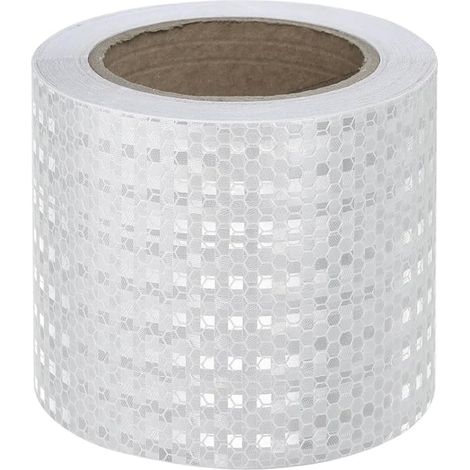 Tiras reflectantes blancas de 10 cm x 10 m, tiras reflectantes de advertencia de seguridad, pegatinas autoadhesivas para coche, camión, motocicleta, barco, bicicleta, remolque. (1/5)