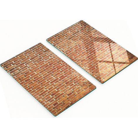 Tableros de vidrio duraderos y elegantes con dise帽o de pared de ladrillo rojo, 2x30x52 cm.