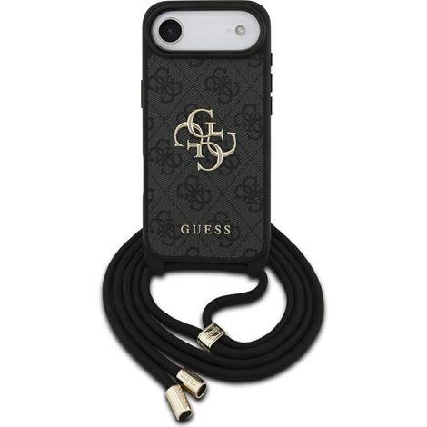 Funda Guess 4G con logotipo grande y correa para cordón, tipo bandolera, para iPhone Air, color negro. (1/5)