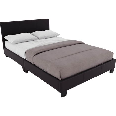 Lisbon King Size Faux Leather Bed, Brown & Gel Memory Foam Pocket Spring Mattress, King (1/5)