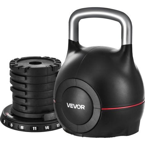 Kettlebell Réglable avec 7 Niveaux de Poids 2/5/8/11/14/17/20 kg, Poids de Musculation avec Poignée en Aluminium Moulé sous Pression et Matériau ABS, pour Entraînement de Préhension Fitness (1/5)