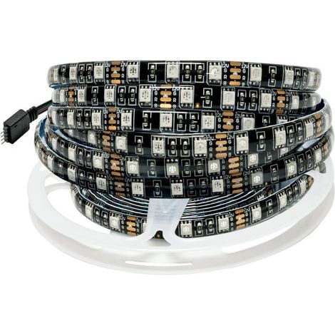12V Bande Led Rgb,5M Ruban Led Noir Carte Pcb 5050 Ip65 Étanche 300 Leds Changement De Couleur Bande Lumineuse Led Pour Cham[CA156] (1/5)
