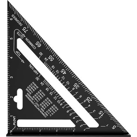 GENERIC-Équerre Triangle Metrique + Impérial Professionnel Menuiserie Règle d'Angle Rapporteur Outil de Mesure en Alliage Rafter Square Carpenter de Haute Précision - 2 EN 1 (7IN, 17CM) (1/5)