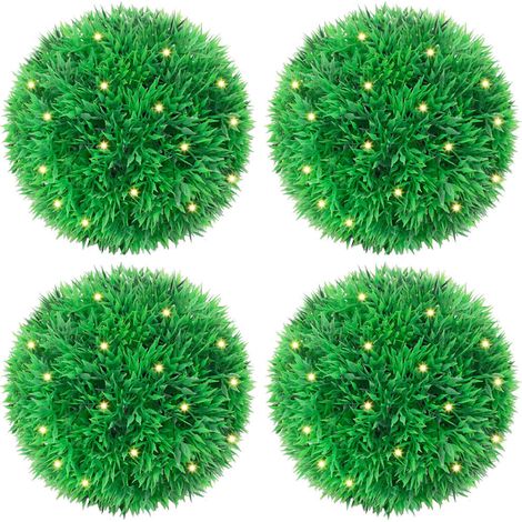 vidaXL Sfere di Bosso Artificiale con Luci LED 4 pz Verdi 12 cm
