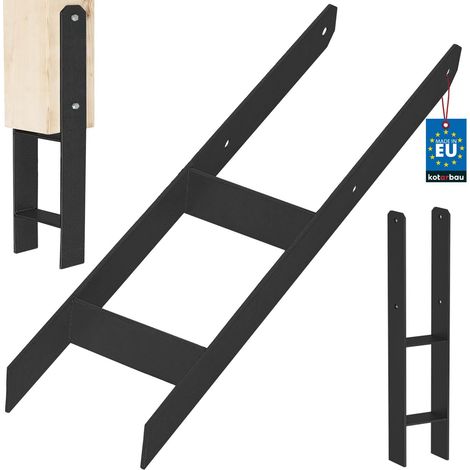 KOTARBAU® Kotarbau® Support de Poteau À Sceller - Support Poteau Bois en H 140x600 mm Pied de Poteau - Ancre Poteau Bois - Ancrage Poteau - Platine Poteau Bois - Acier Thermolaqué - Noir