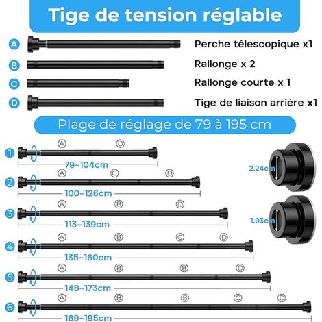 Curtain Rod without Drilling 79-200 cm Extendable Curtain Rod (1/2)