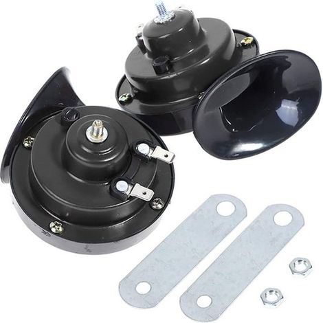 Klaxon pneumatique universel 12 V pour voiture et moto, double tonalité, 300 dB, étanche, pour camion, bateau, VTT et autres véhicules, noir (1/5)