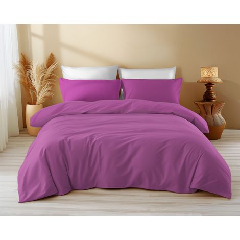 Copripiumino in Cotone Tinta Unita Fucsia - Tempo di Dormire, 100% Puro Cotone, Morbido, Traspirante, Made in Italy Cm. 155X200