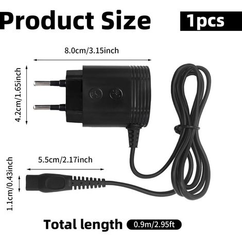15-V-Universal-Ladegerät für Rasierer, Trimmer und Barttrimmer. Kompatibel mit HQ8505, 7000, 5000, 3000, MG5750, MG7790, MG7770, MG7720 und BG5020. Sicherheit und Leistung garantiert. (1/5)