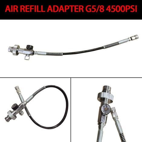 Senderpick – Station de remplissage HPA 300 bar – Tuyau de 60 cm G5/8' – Adaptateur pour bouteilles de plongée – Remplissage rapide PCP (1/5)
